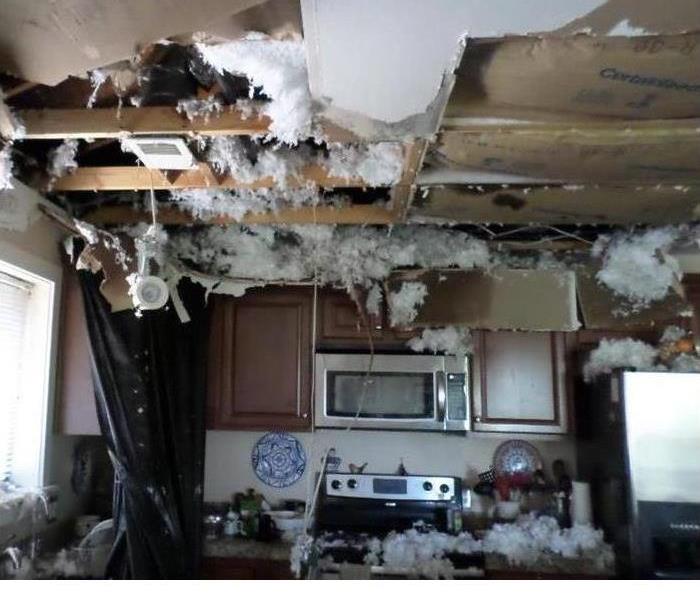 A kitchen that was destroyed by fire
